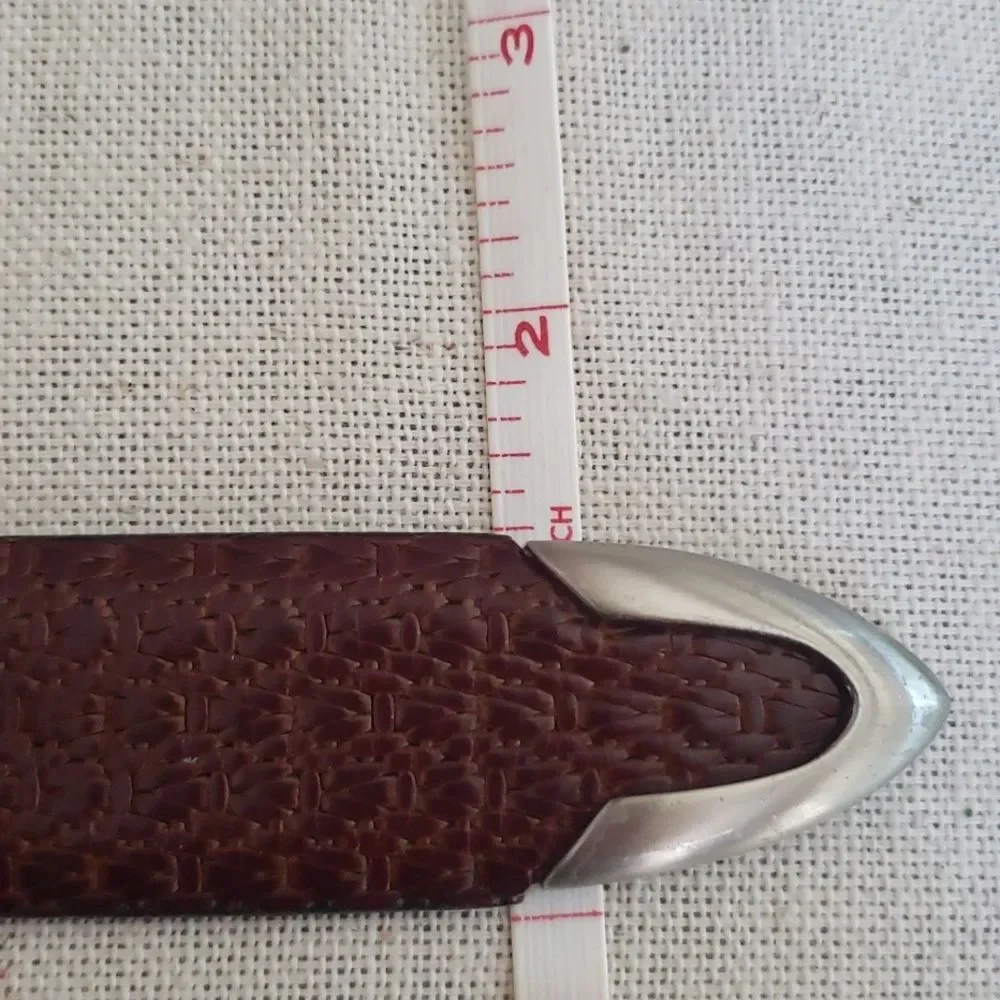 Trafalgar Belt Mens 36 TX Brown Snakeakin Embossed Leather Metal Trim Western